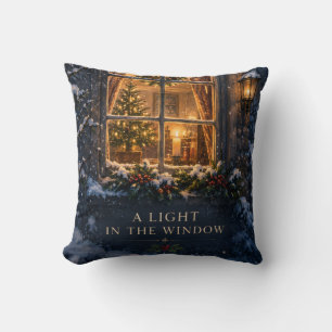 Coussin Noël élégant ,Lumière chaleureuse dans la fenêtre