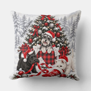 Coussin Noël embrase le désordre Scottie Schnauzer West