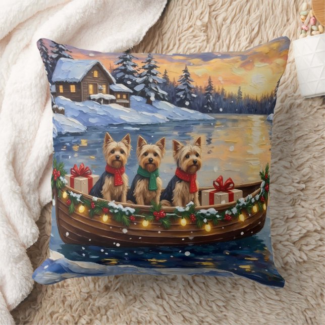 Coussin Noël en bateau avec Yorkipoo (Couverture)