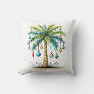 Coussin Noël en Décembre Noël Tropical de Plage Palmier