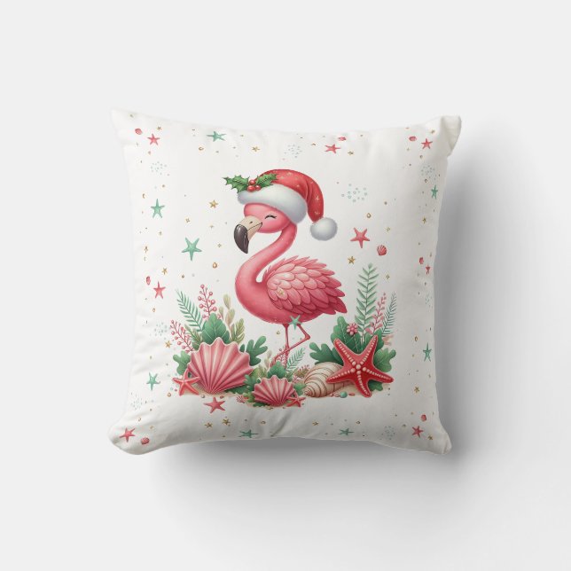 Coussin Noël en Flamant rose juillet (Recto)