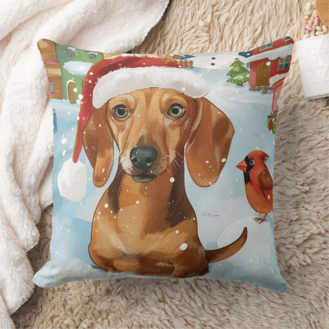 Coussin Noël en pays Dachshund, Joie de Noël (Couverture)