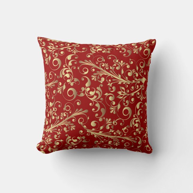Coussin Noël en rouge et or (Recto)