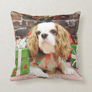 Coussin Noël - épagneul cavalier Mei Mei du Roi Charles