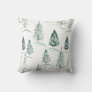 Coussin Noël, épinette, arbre de Noël, forêt, neige,