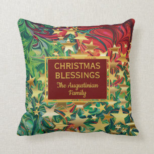 Coussin NOËL ÉTOILES Retro Nom personnalisé