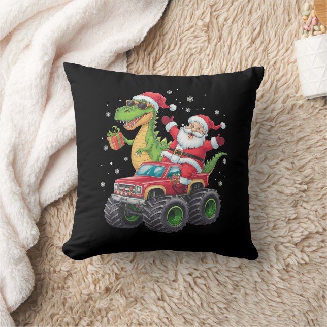 Coussin Noël Famille Correspondante Père Noël Truck Dinosa (Couverture)