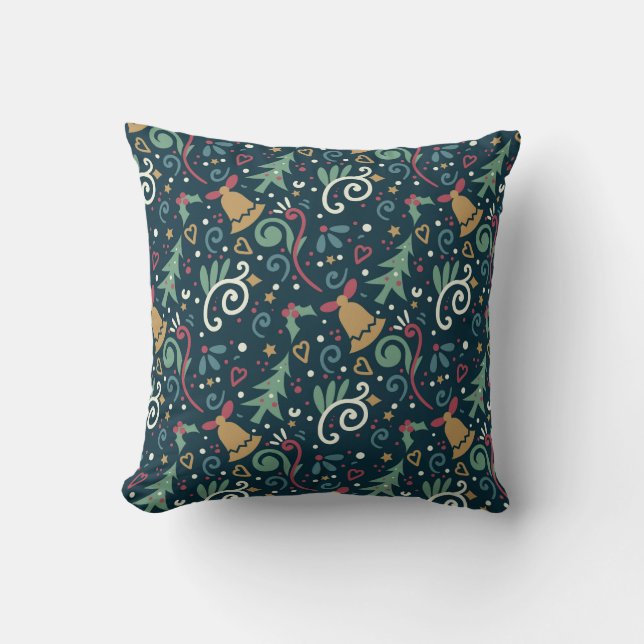 Coussin Noël festif rustique moderne et fantaisiste (Recto)