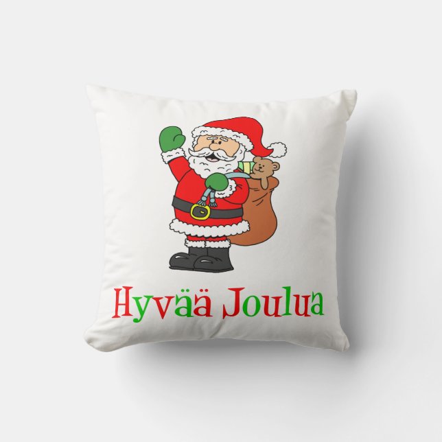 Coussin Noël finlandais Père Noël de Hyvaa Joulua (Recto)
