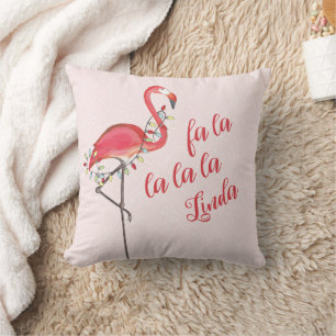 Coussin Noël Flamant Rose Tropical Personnalisé
