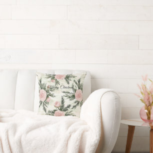 Coussin Noël floral Rose