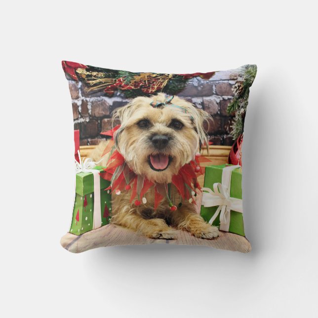 Coussin Noël - frontière Terrier - Reagan (Recto)
