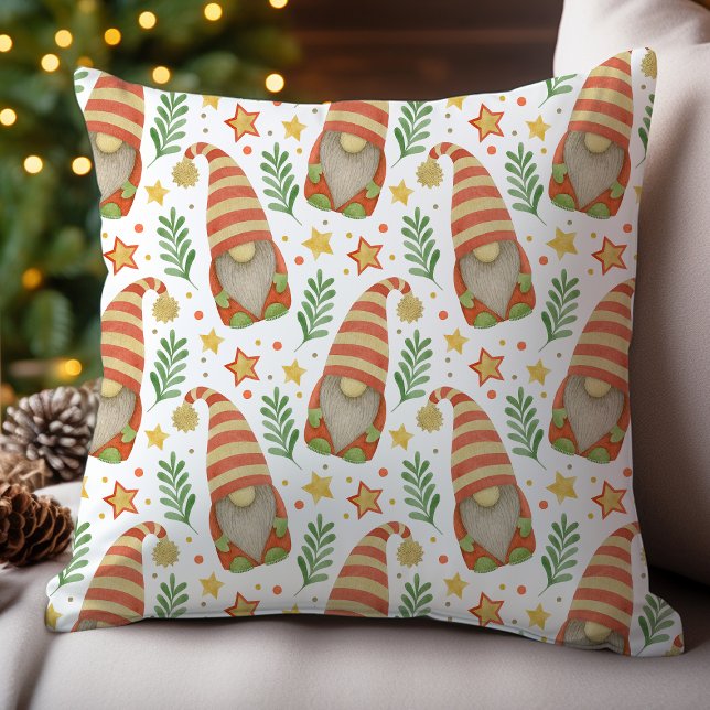 Coussin Noël Gnome Scandinave Aquarelle (Créateur téléchargé)