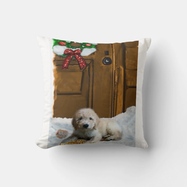 Coussin Noël Goldendoodle (Recto)