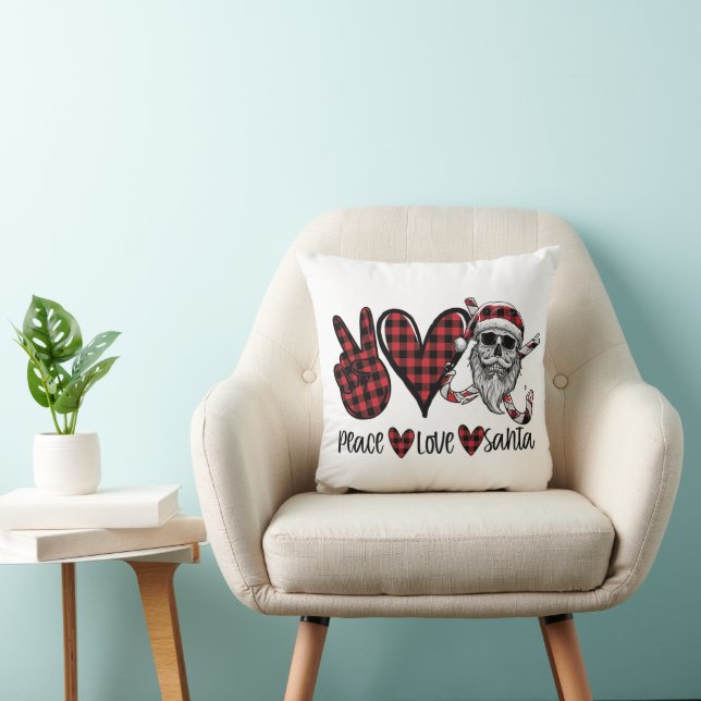 Coussin Noël gothique | Peace Love et Père Noël Skull (Chaise)