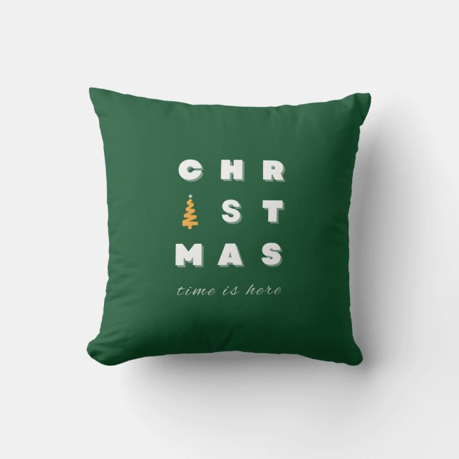 Coussin Noël, Green Christmas Art, période des fêtes (Recto)