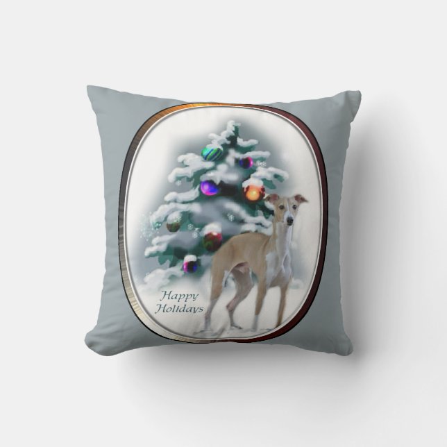 Coussin Noël Greyhound italien (Recto)