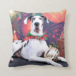 Coussin Noël - harlequin great dane - baron