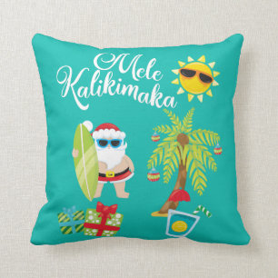 Coussin Noël hawaïen. Le père noël Mele Kalikimaka.