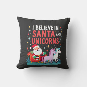 Coussin Noël Je Crois Au Père Noël Et Aux Licornes Drôle X