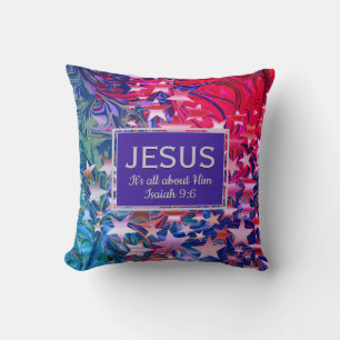 Coussin Noël JESUS Ésaïe 9:6 ABSTRAIT PURPLE