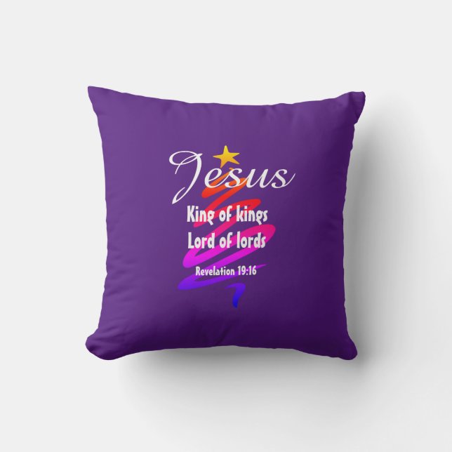Coussin Noël JÉSUS SEIGNEUR DES SEIGNANTS Customisé PURPLE (Recto)