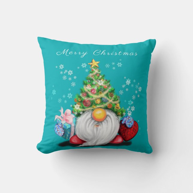 Coussin Noël Jeu d'Oreiller cadeau Gnome avec cadeaux (Recto)