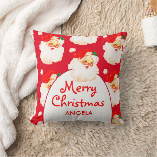 Coussin Noël Jolly Santa Claus Red Merry Salutation