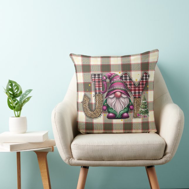 Coussin Noël Joy Nordic Gnome Plaid Girly (Chaise)
