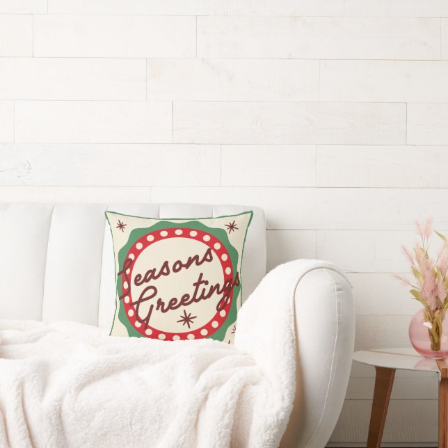 Coussin Noël Joyeuses Fêtes rétro (Canapé)