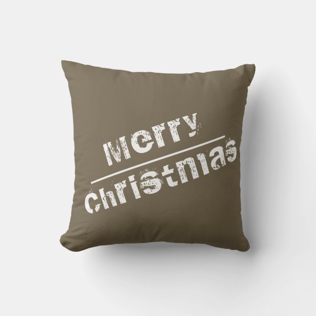 Coussin Noël Joyeux Noël moderne gris (Recto)