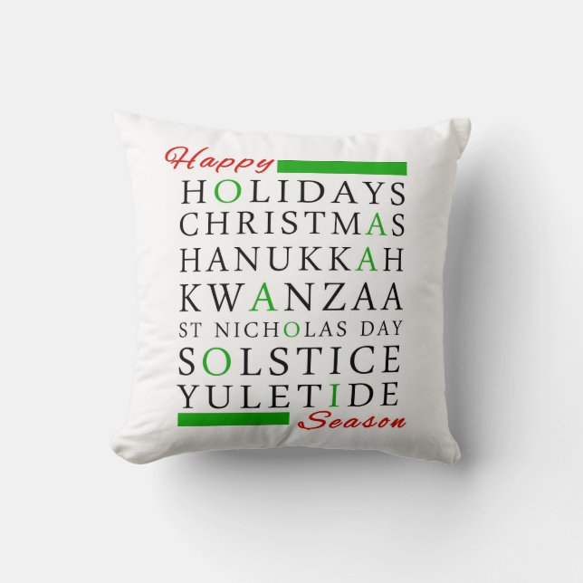 Coussin Noël Kwanzaa Hanoukka Solstice Yuletide (Recto)