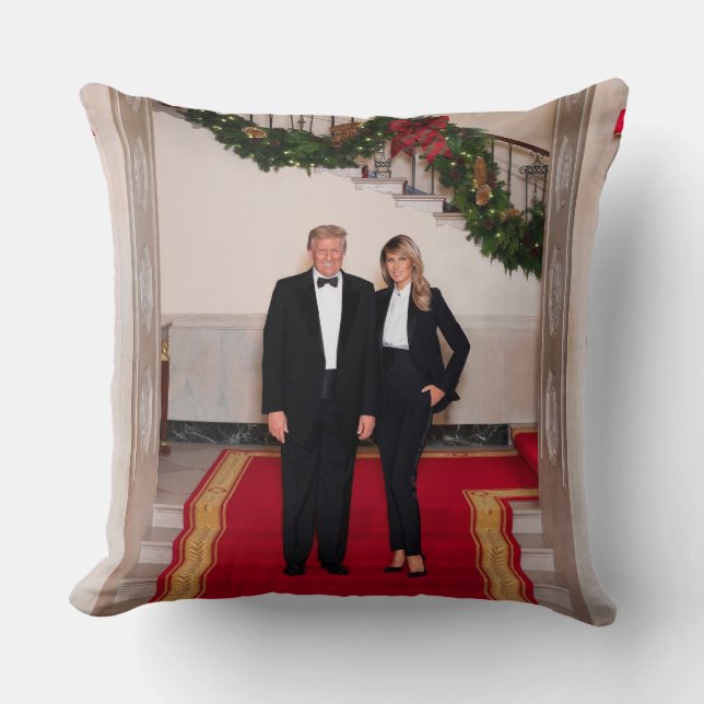 Coussin Noël : le président Donald Trump et Melania descen (Recto)