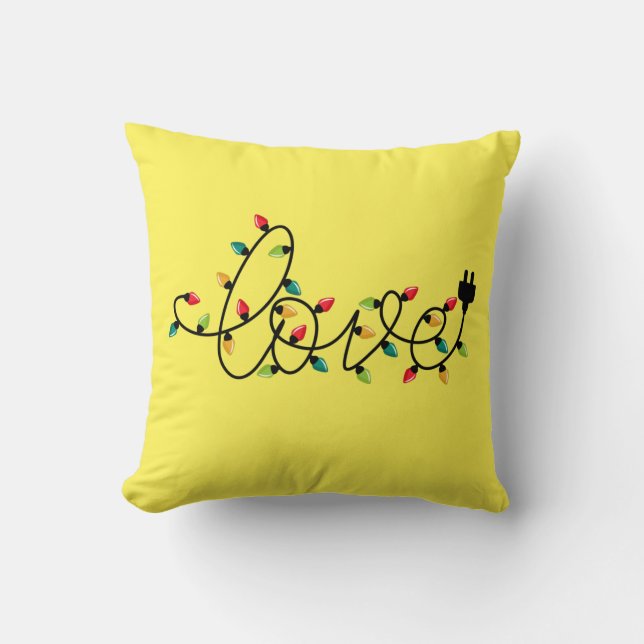 Coussin Noël Lumières colorées Aimer Texte-45872 (Recto)