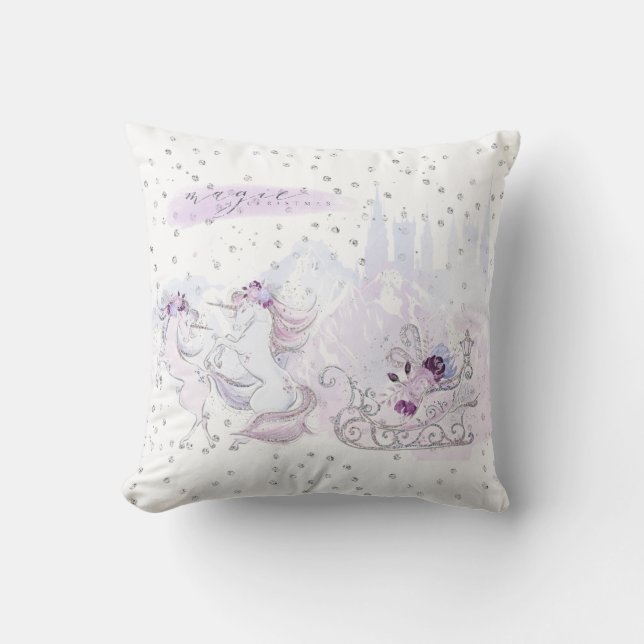 Coussin Noël - Magie de Noël - Unicornes (Recto)