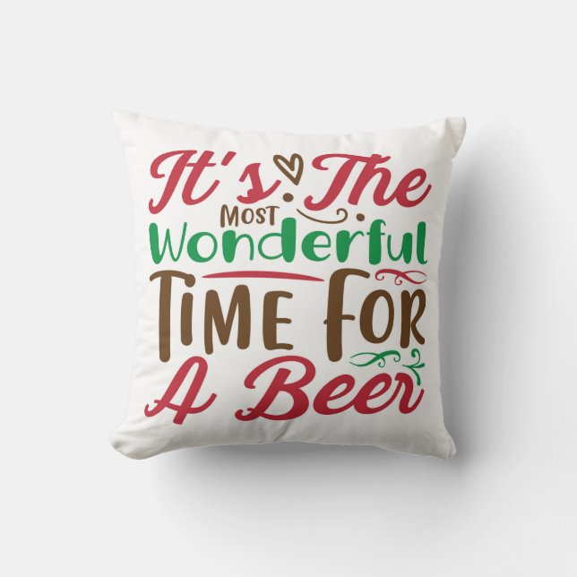 Coussin Noël merveilleux temps pour une bière (Recto)