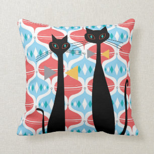 Coussin Noël moderne de chats de MCM de la moitié du