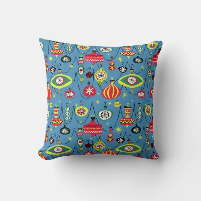 Coussin Noël moderne de la moitié du siècle atomique des (Recto)