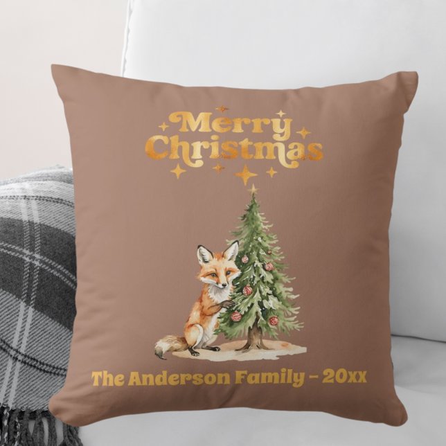 Coussin Noël mokka renard doré sapin (Créateur téléchargé)