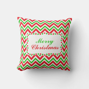 Coussin Noël Motif rouge et vert Chevron