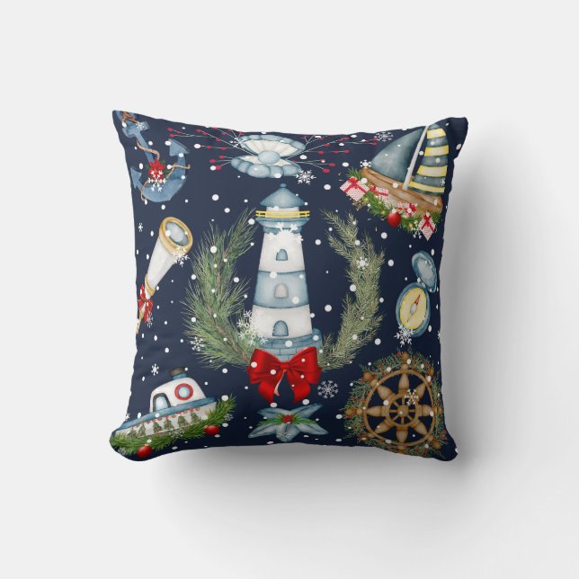 Coussin Noël nautique (Recto)