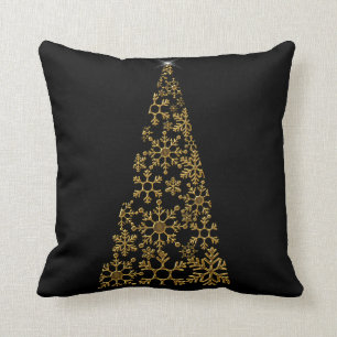 Coussin Noël noir et or contemporain