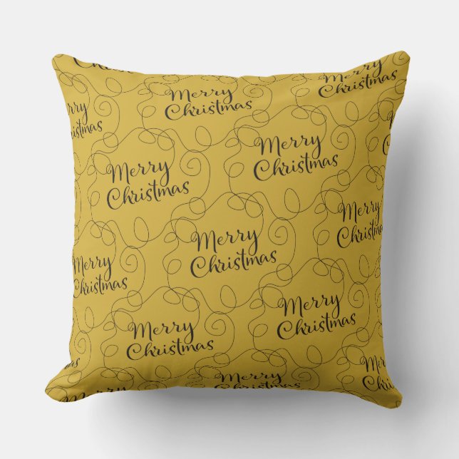 Coussin NOËL noir sans couture motif avec LIGNES (Recto)