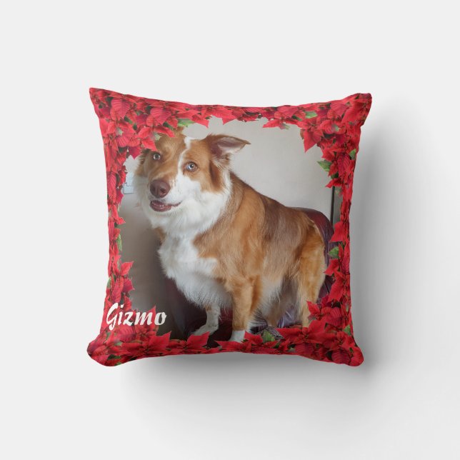 Coussin Noël Nom personnalisé de l'animal / Photo (Recto)