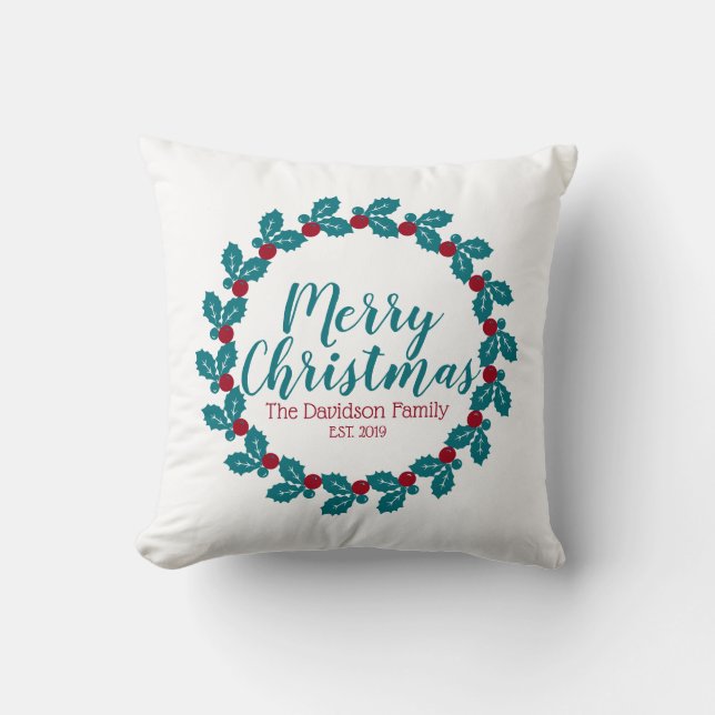 Coussin Noël Nordic Scandia Wreath Personnalisé (Recto)