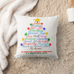 Coussin Noël Nouvel An Étoiles Colorées NOM DE LA FAMILLE