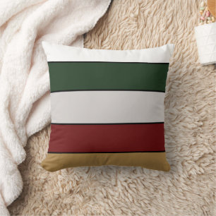 Coussin Noël Or Vert Rouge Argent Et Rayures Blanches 