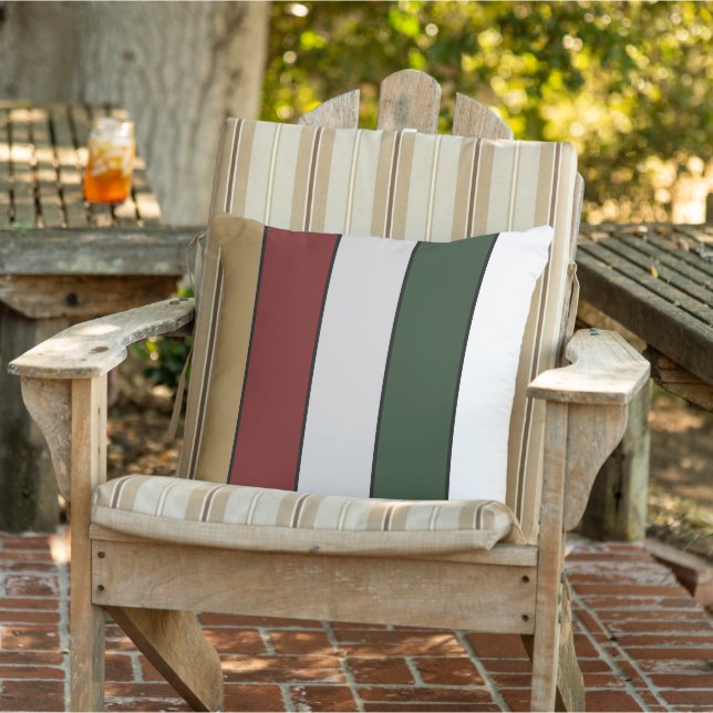 Coussin Noël Or Vert Rouge Argent Et Rayures Blanches  (Chaise)