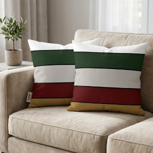 Coussin Noël Or Vert Rouge Argent Et Rayures Blanches