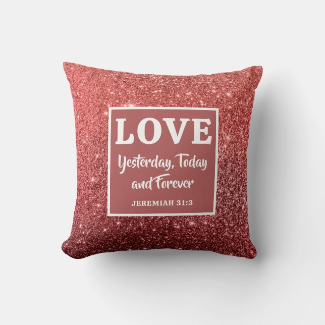 Coussin Noël Parties scintillant rouge Bible Verse Amour (Recto)